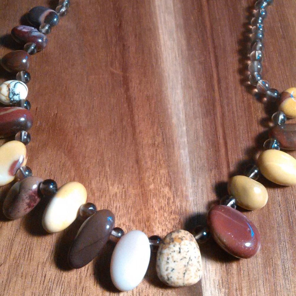 Mookite and Brazilian Smokey Quartz Stainless Steel Necklace - Picture 8 of 8